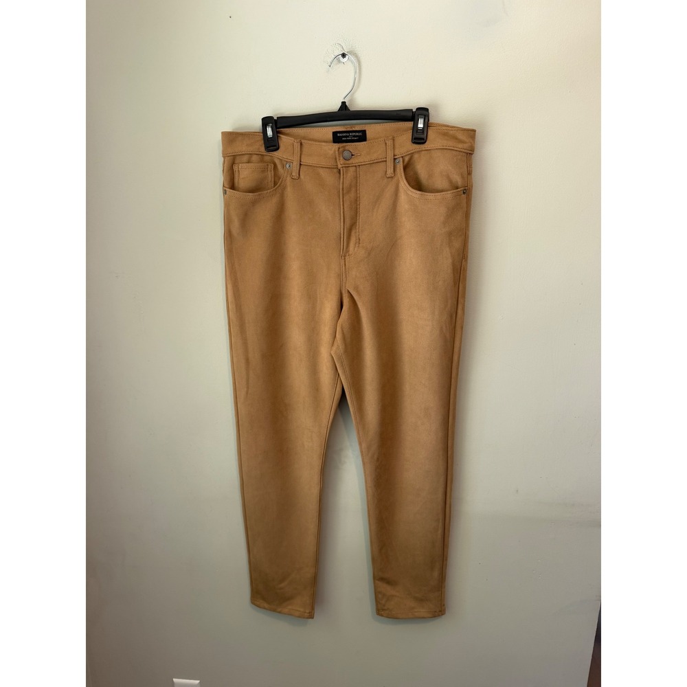 Banana Republic Faux Suede High Rise Skinny Pants Camel Brown 32/14 RN54023